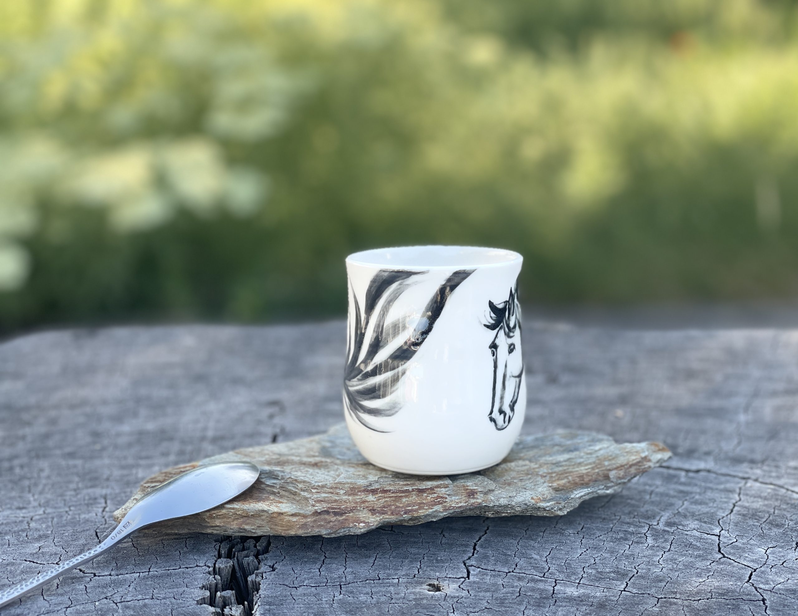 Tasse à café porcelaine "cheval noir" – Image 5