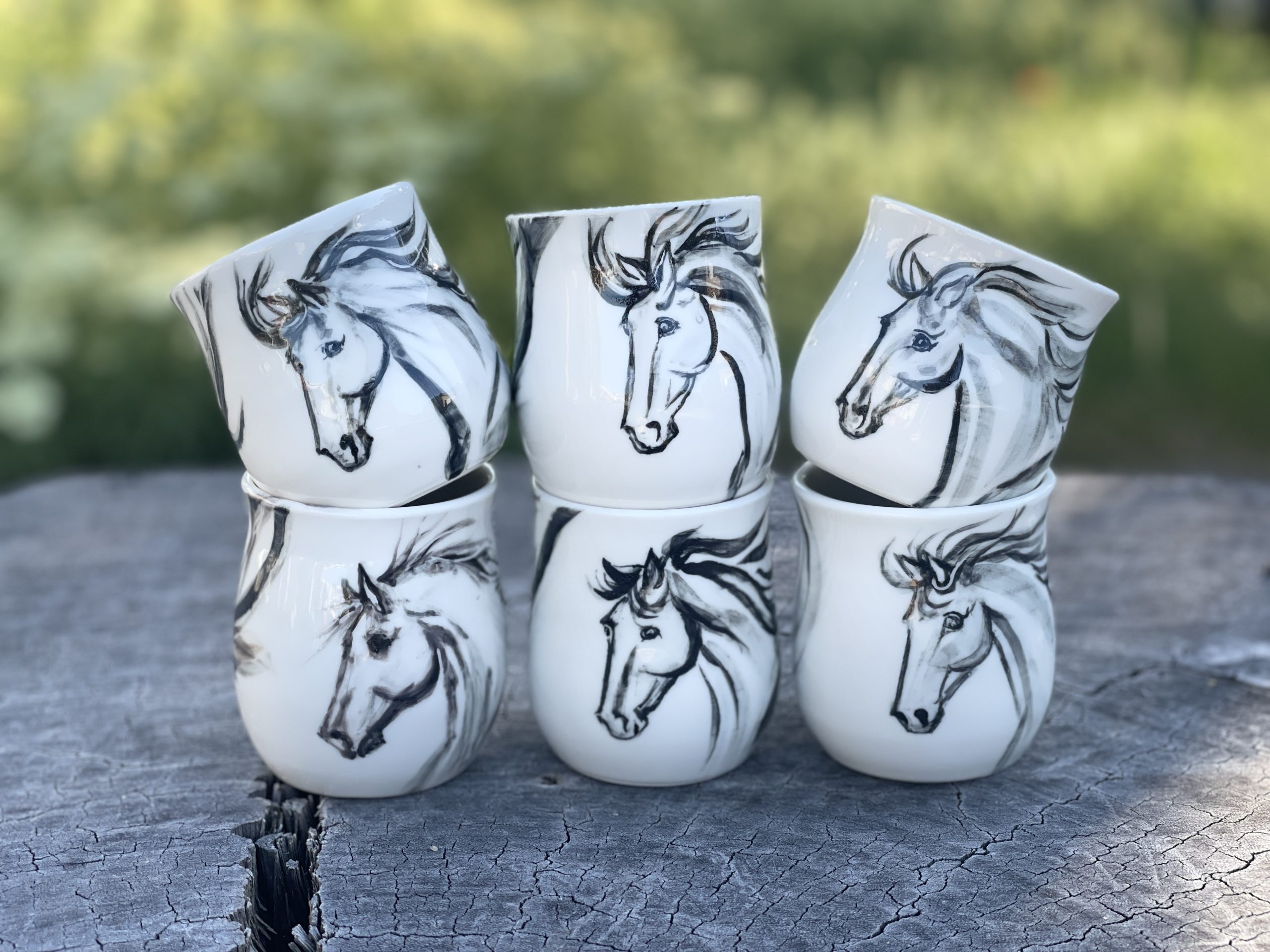 Tasse à café porcelaine "cheval noir" – Image 6