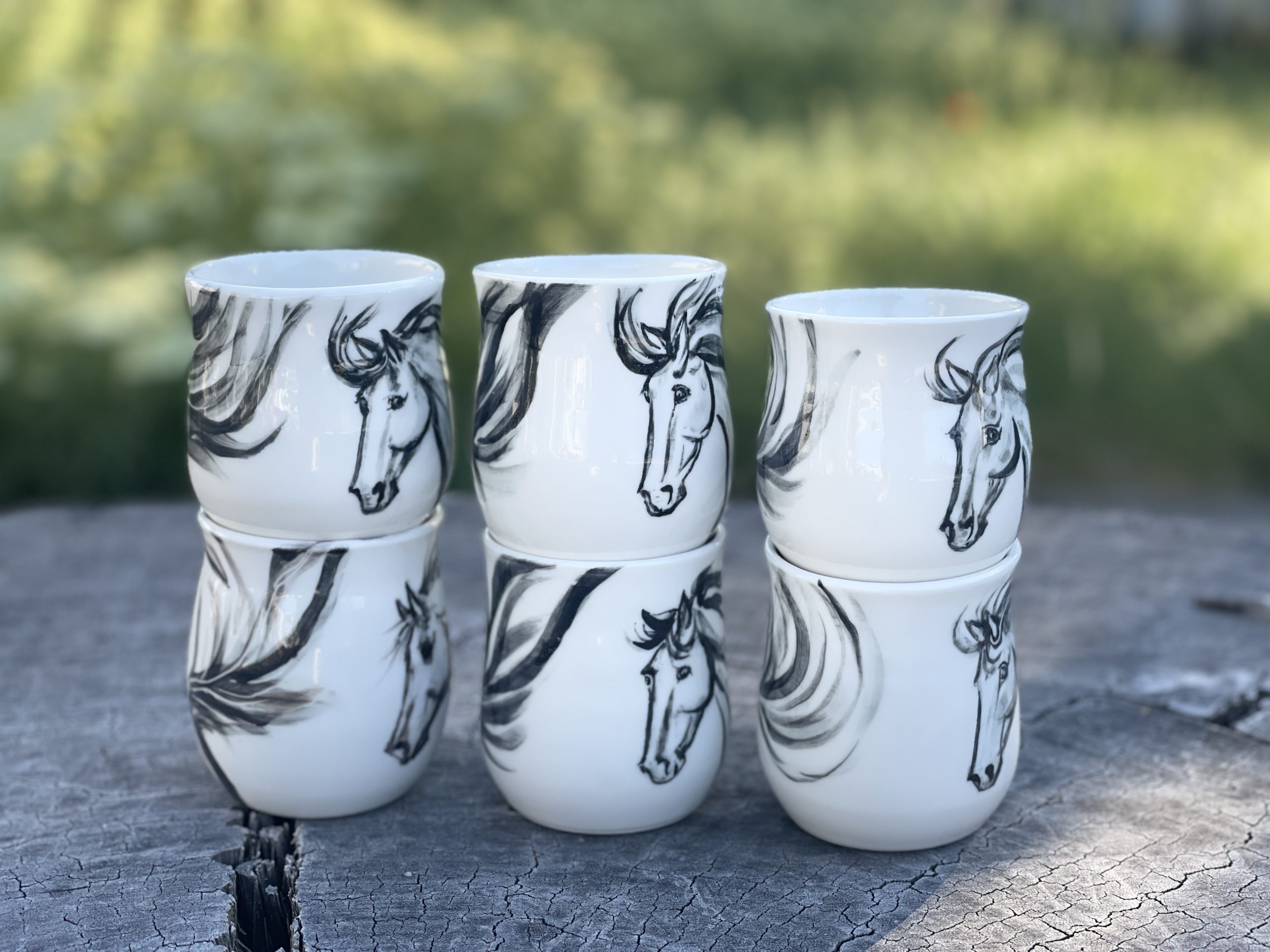 Tasse à café porcelaine "cheval noir" – Image 7